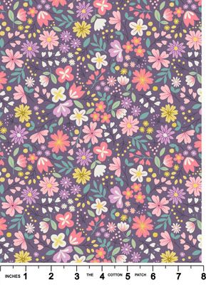 Spring Treats Fabric: Spring Floral violet (per 1/4 metre)