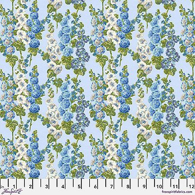 A Celebration of Sanderson fabric: Hollyhocks Sky (per 1/4 metre)