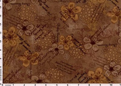 Cherry Blossoms: Flower Notes Brown (per 1/4 metre)