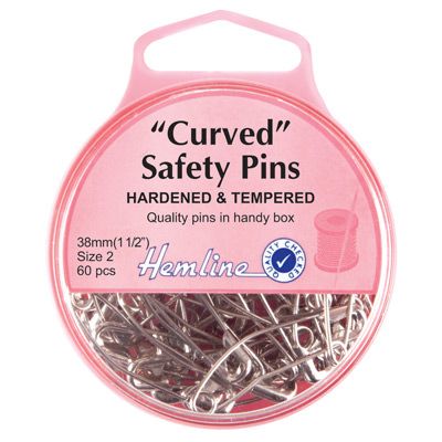 Hemline Curved Safety Pins: Size 2 (60 pins)