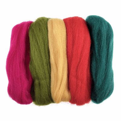 Natural Wool Roving 50g Assorted Brights