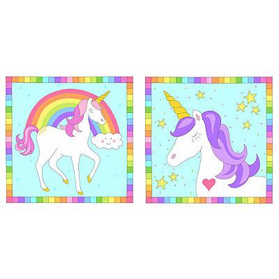 Believe fabric: Unicorn Panel Sky Blue