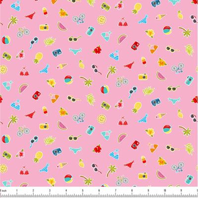 Pool Party fabric: Party Scatter Pink (per 1/4 metre)