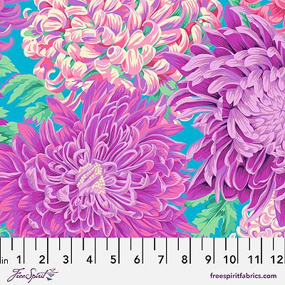 Kaffe Fassett Collective Fabric: Japanese Chrysanthemum Magenta (per 1/4 metre)