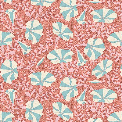 Tilda GardenLife fabric: Striped Petunia Coral (per 1/4 metre)