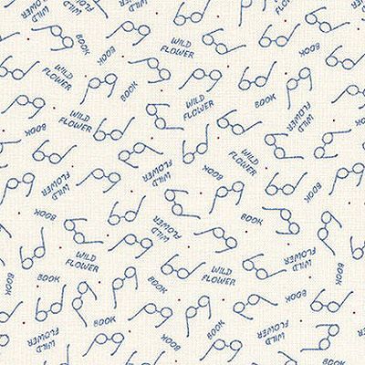 Lecien Country fabrics: Spectacles Blue (per 1/4 metre)