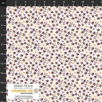 Ditsy Gardens fabrics: Stem Flowers on White