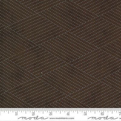 Mill Creek Garden Fabric: Diamond Stitches Earth Brown (per 1/4 metre)