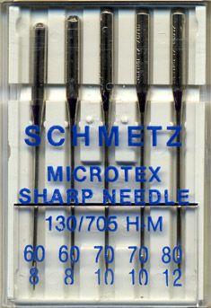 Schmetz Microtex Sewing Machine Needles Sizes 60/8x2 70/10x2 80/12x1