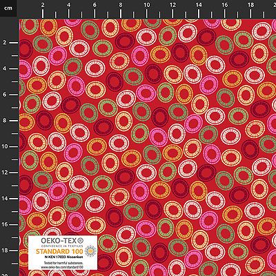 Quilters Coordinates fabric: Hoops Red (per 1/4 metre)