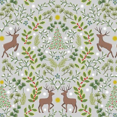 Noel Fabric: Noel Light Grey/Gold (per 1/4 metre)