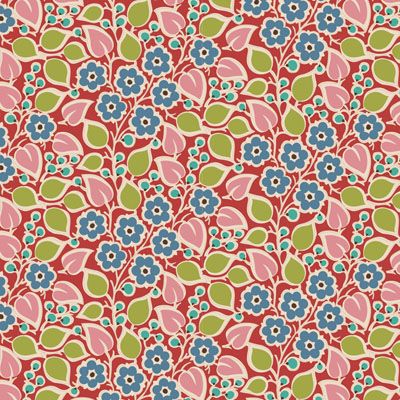 Tilda Pie in the Sky fabric: Topsy Turvy Red (per 1/4 metre)