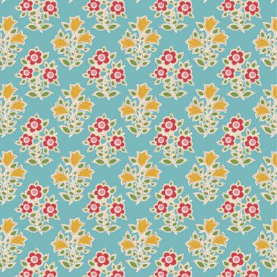 Tilda Jubilee fabric: Farm Flowers Teal