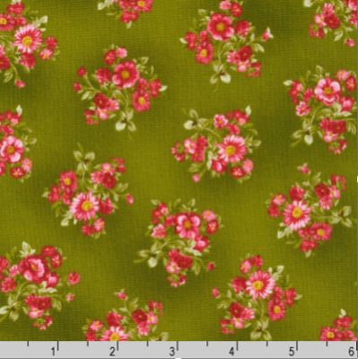 Bouquet of Roses Fabric: Small Bouquet Leaf (per 1/4 metre)