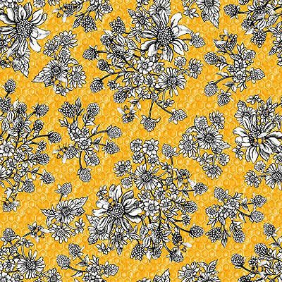 Show Me The Honey Fabric: Floral Yellow (per 1/4 metre)