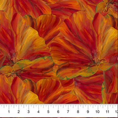 Wildflower fabric: Poppies red (per 1/4 metre)