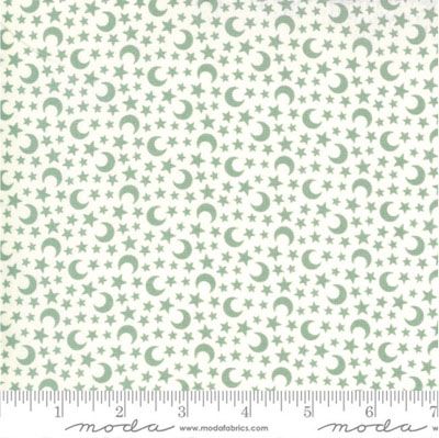 Halloween fabric: Moon and Stars Green (per 1/4 metre)