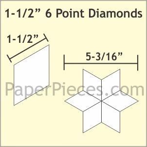 English Paper Piecing  60 degree Diamond 1.5' 75 pieces