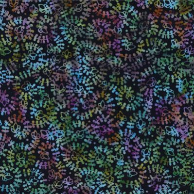 Mystic Vineyard Batik Fabric: Spiral Vines Black/Multi