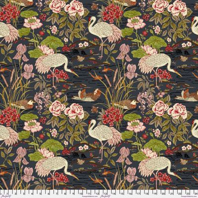 Sanderson Water Garden Fabric: Crane & Frog Multi