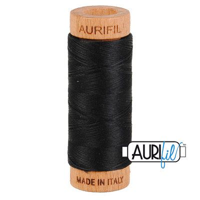 Aurifil 80 Cotton Thread 2692 Black 274m