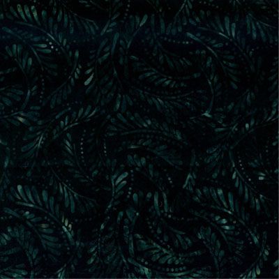 Mystic Vineyard Batik Fabric: Ferns Black