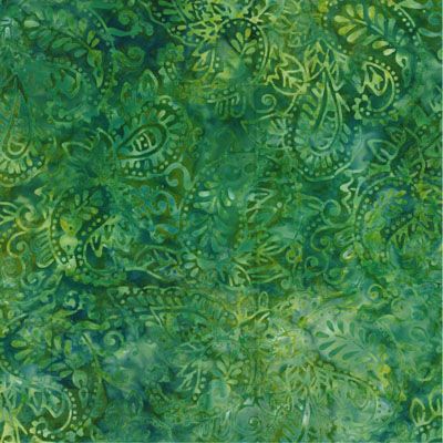 Mystic Vineyard Batik Fabric: Paisley Green