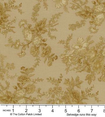 Classic Florals Fabric: Small Bouquet Tan (per 1/4 metre)