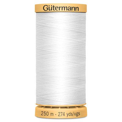 Gutermann Natural Cotton 50 Weight Thread 250m White