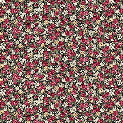 Quilt Gate Florals: Packed Florals Black (per 1/4 metre)