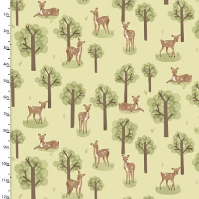 Cozy Forest Fabric: Peeking Deer (per 1/4 metre)