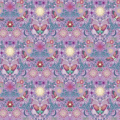 Luna Fabric: Night Garden, Purple