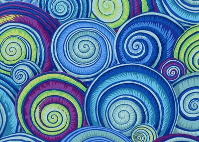 Philip Jacobs Fabric Spiral Shells Blue (per 1/4 metre)