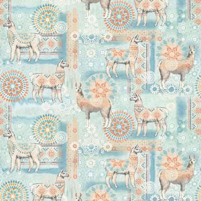 Conversationals Fabric: Llamas Aqua (per 1/4 metre)