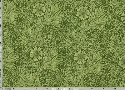 William Morris Kelmscott Fabric: Marigold Green (per 1/4 metre)