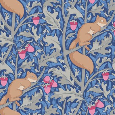 Tilda Hibernation fabric: Squireldream Blue (per 1/4 metre)