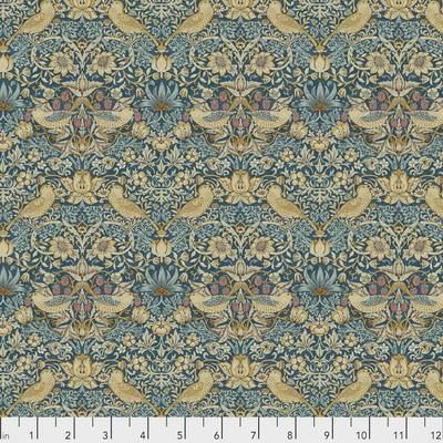 William Morris Bloomsbury Fabric: Mini Strawberry Thief Teal (per 1/4 metre)