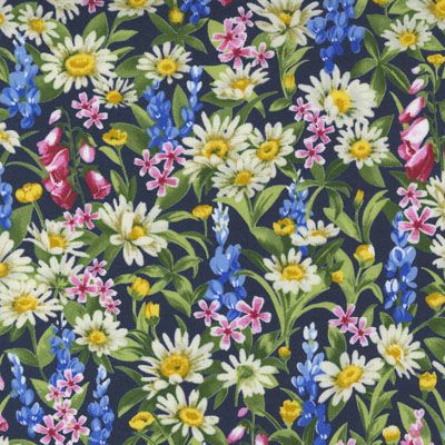 Wildflowers fabric: Loose Floral Indigo (per 1/4 metre)