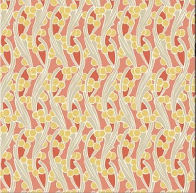 Fleur Nouveau fabric: Seaweed Orange (per 1/4 metre)