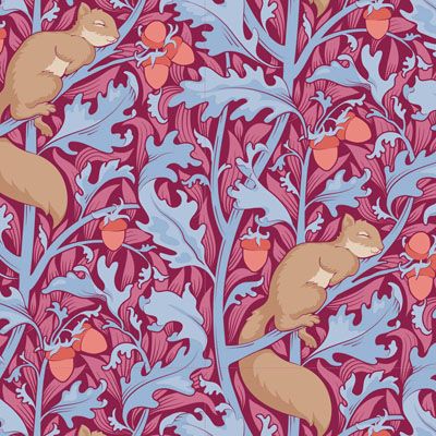 Tilda Hibernation fabric: Squireldream Hibiscus (per 1/4 metre)