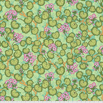 Kaffe Fassett Collective: Climbing Geraniums Green (per 1/4 metre)