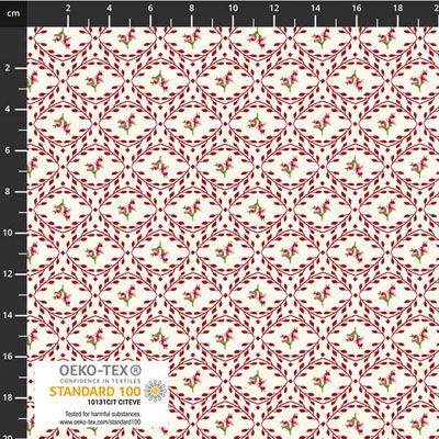 All Small fabrics: Flower Lattice Red on Cream