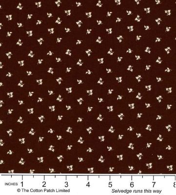 Nellie's Shirtings Fabric: Small Leaves on Brown (per 1/4 metre)