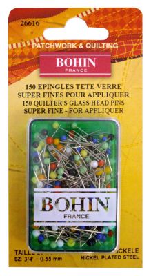 Bohin Applique Glassheaded Pins 20mm 3/4'