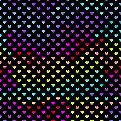 Hearts fabric: Rainbow Hearts Midnight (per 1/4 metre)