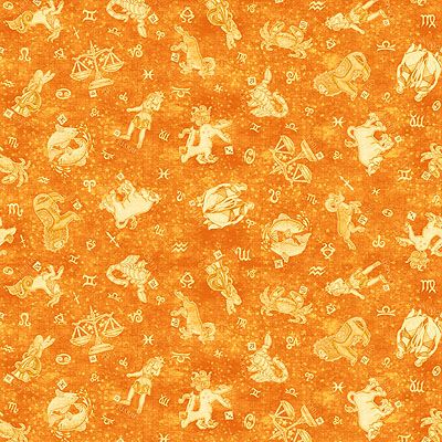 Conversationals Fabric: Zodiac Signs Orange (per 1/4 metre)