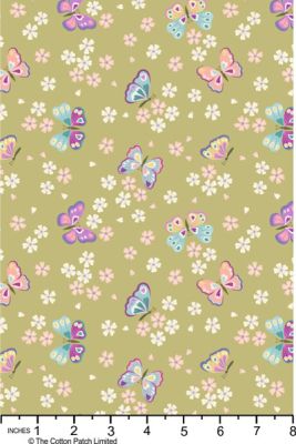 Spring Treats Fabric: Love Blooms Green (per 1/4 metre)