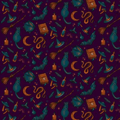 Halloween fabrics: Mystic Moonlight, Spells