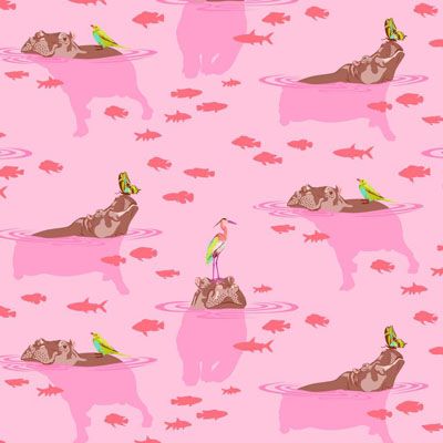 Tula Pink Everglow fabric: My Hippos Don't Lie Nova (per 1/4 metre)