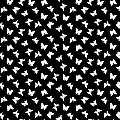 HiContrast Fabric: Mini Butterflies Black (per 1/4 metre)